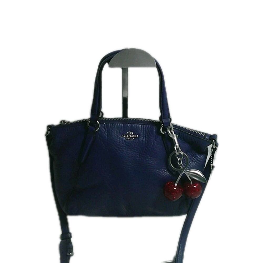 Coach Deep Purple Pebbled Leather Satchel Crossbody Bag F57563 Double Handle